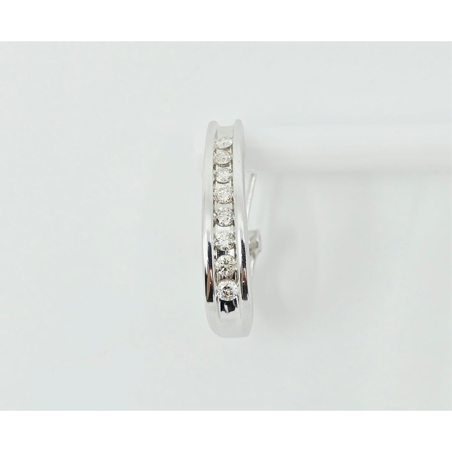 10K White Gold Round Diamond French Clip Earrings