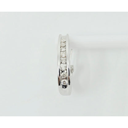 10K White Gold Round Diamond French Clip Earrings