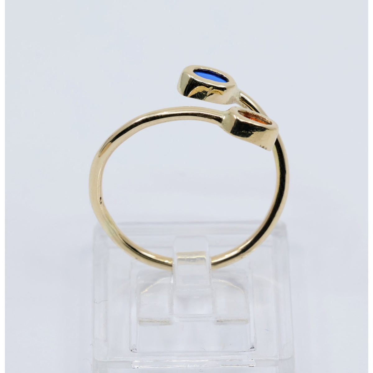 10K Yellow Gold Garnet & Synthetic Sapphire Open Bypass Ring