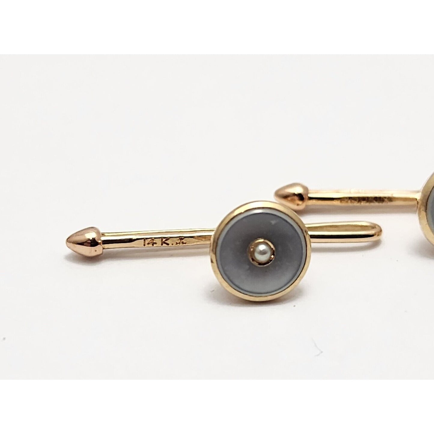 Vintage Bodkin 14K Yellow Gold Mother of Pearl Cufflinks