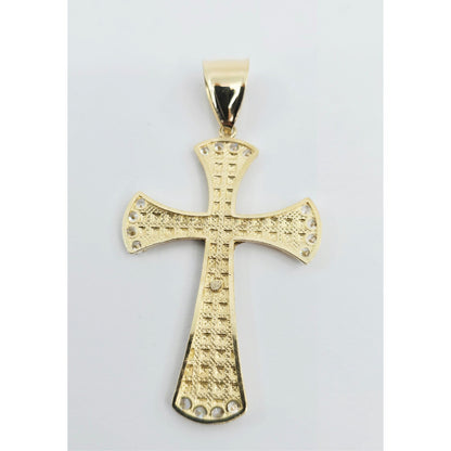 14K Two Tone Gold Diamond Cut Jesus on Cross CZ Charm Pendant