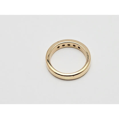 14K Yellow Gold Single Row 6 Diamond Wedding Ring Band