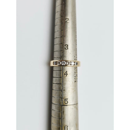 14K Yellow Gold Single Row 6 Diamond Wedding Ring Band