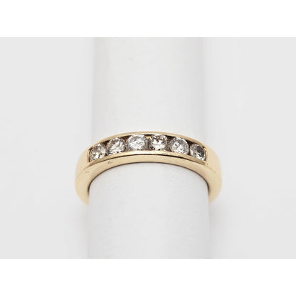 14K Yellow Gold Single Row 6 Diamond Wedding Ring Band