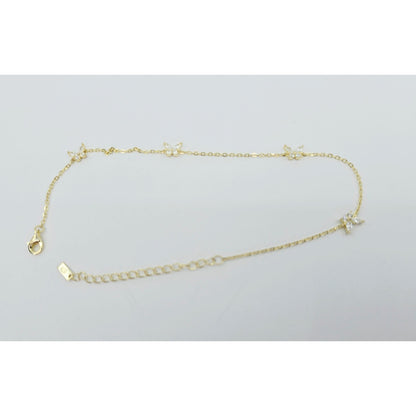 Adinas Jewels 925 Silver Gold Plated Resizable Butterfly Anklet Link CZ Bracelet