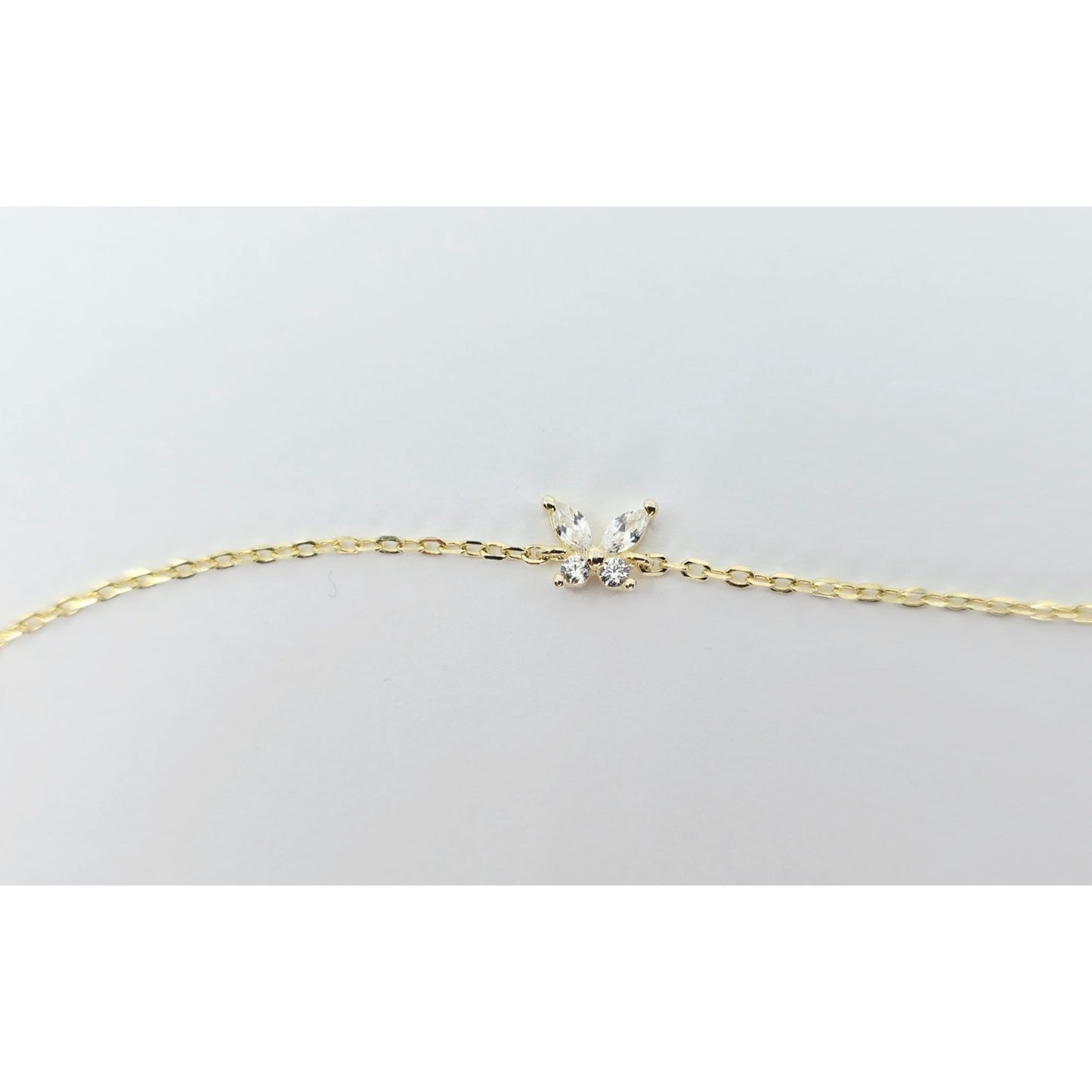 Adinas Jewels 925 Silver Gold Plated Resizable Butterfly Anklet Link CZ Bracelet