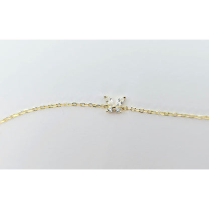 Adinas Jewels 925 Silver Gold Plated Resizable Butterfly Anklet Link CZ Bracelet