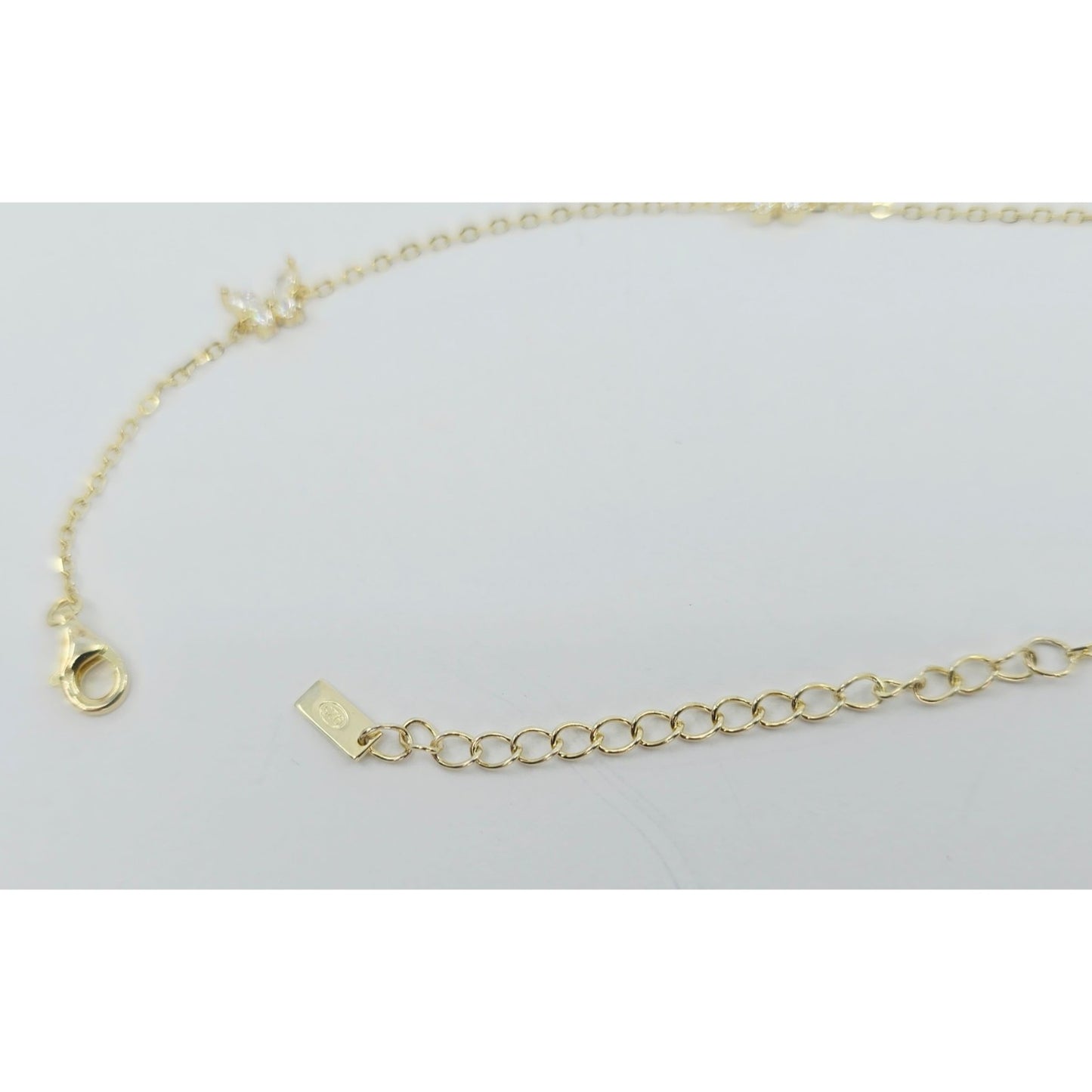 Adinas Jewels 925 Silver Gold Plated Resizable Butterfly Anklet Link CZ Bracelet