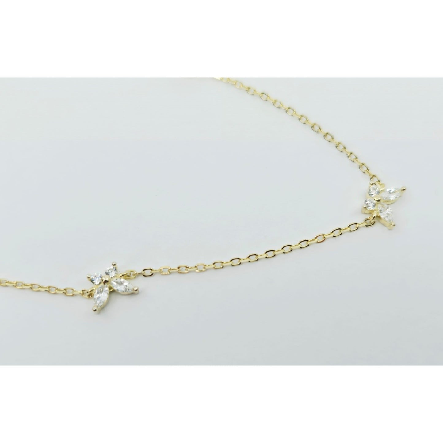 Adinas Jewels 925 Silver Gold Plated Resizable Butterfly Anklet Link CZ Bracelet