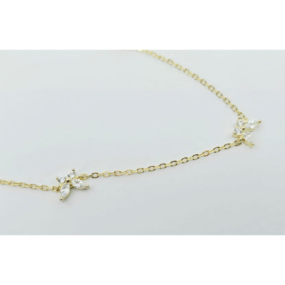 Adinas Jewels 925 Silver Gold Plated Resizable Butterfly Anklet Link CZ Bracelet