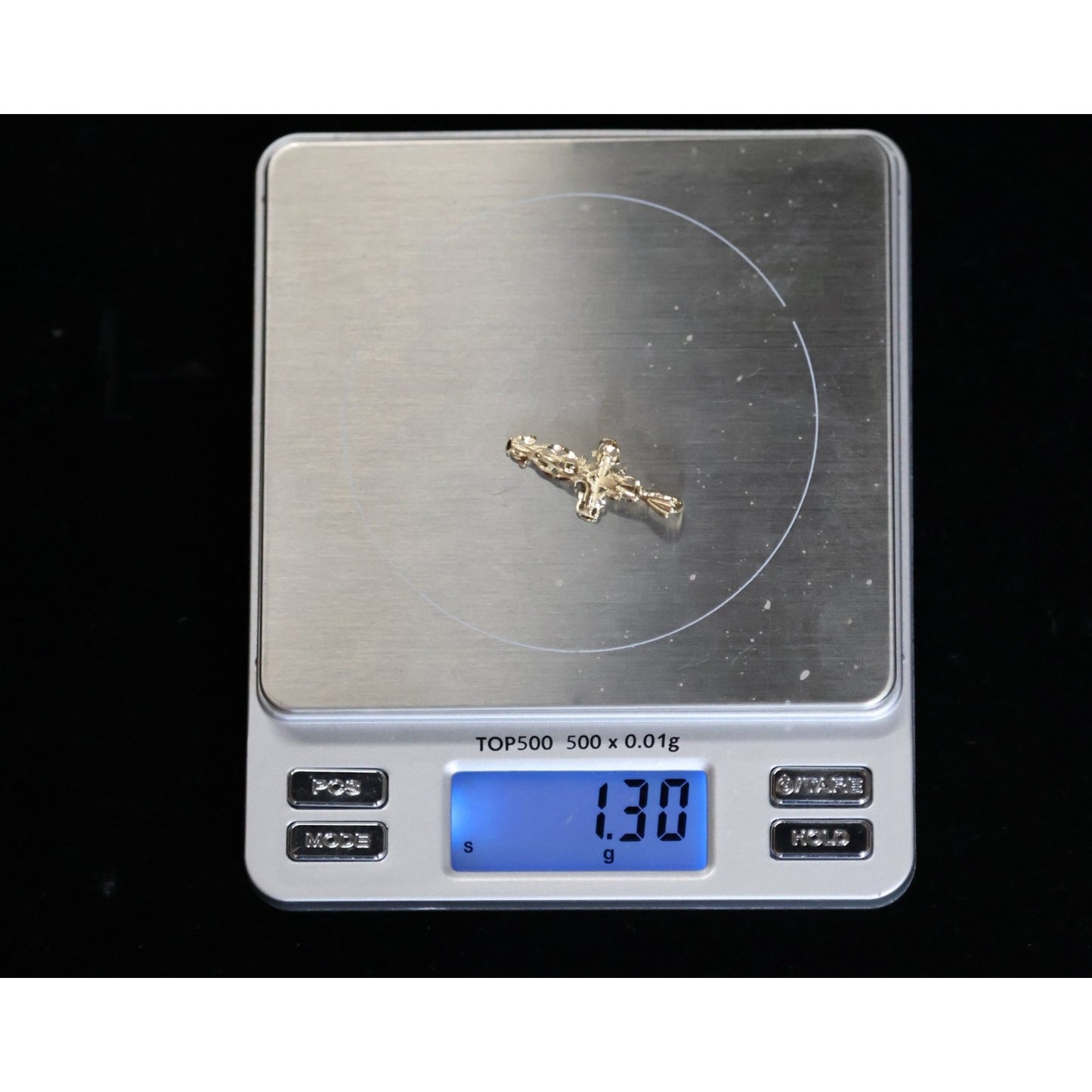 14K Yellow Gold Diamond Cut Jesus on Cross Charm Pendant
