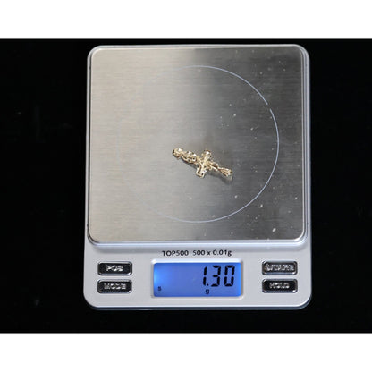 14K Yellow Gold Diamond Cut Jesus on Cross Charm Pendant
