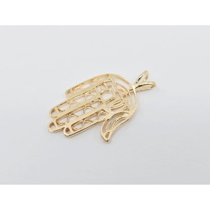 14K Yellow Gold Hamsa Hand Charm Pendant