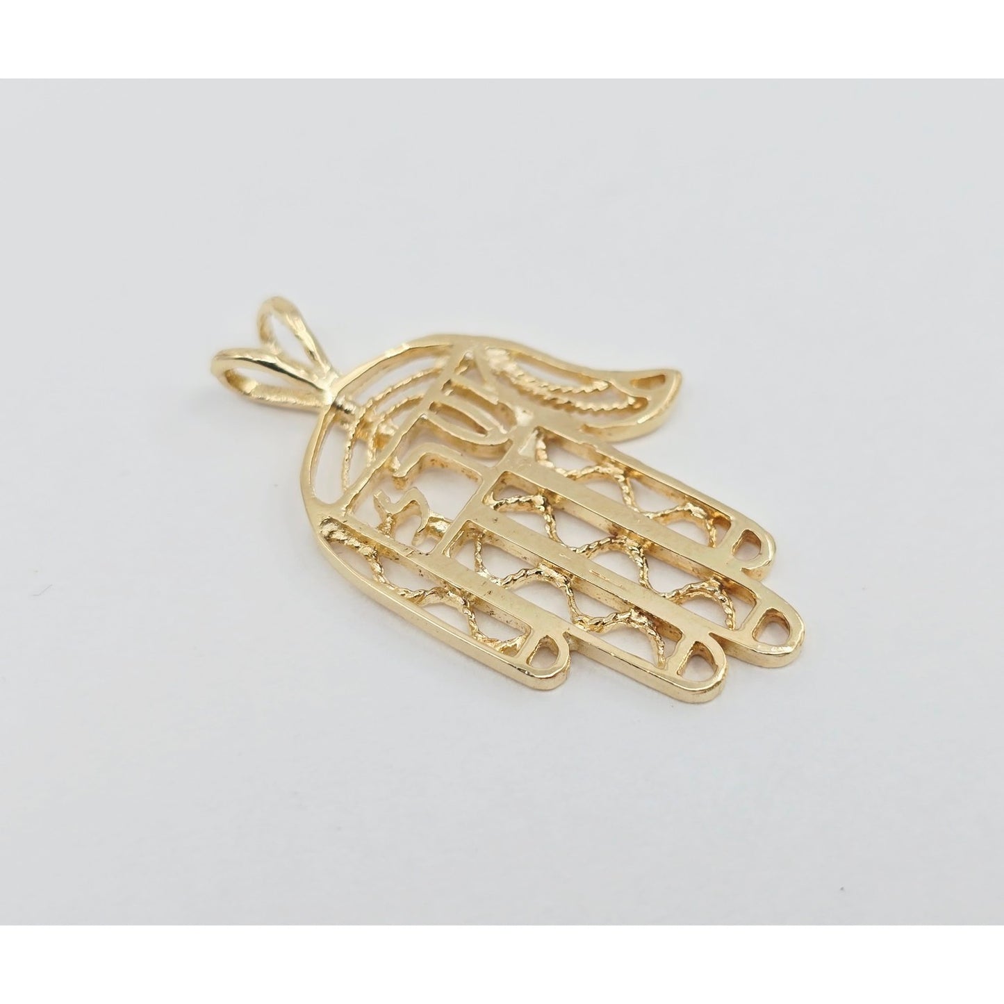 14K Yellow Gold Hamsa Hand Charm Pendant