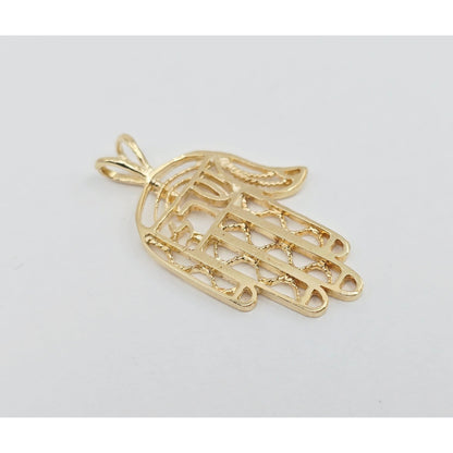14K Yellow Gold Hamsa Hand Charm Pendant