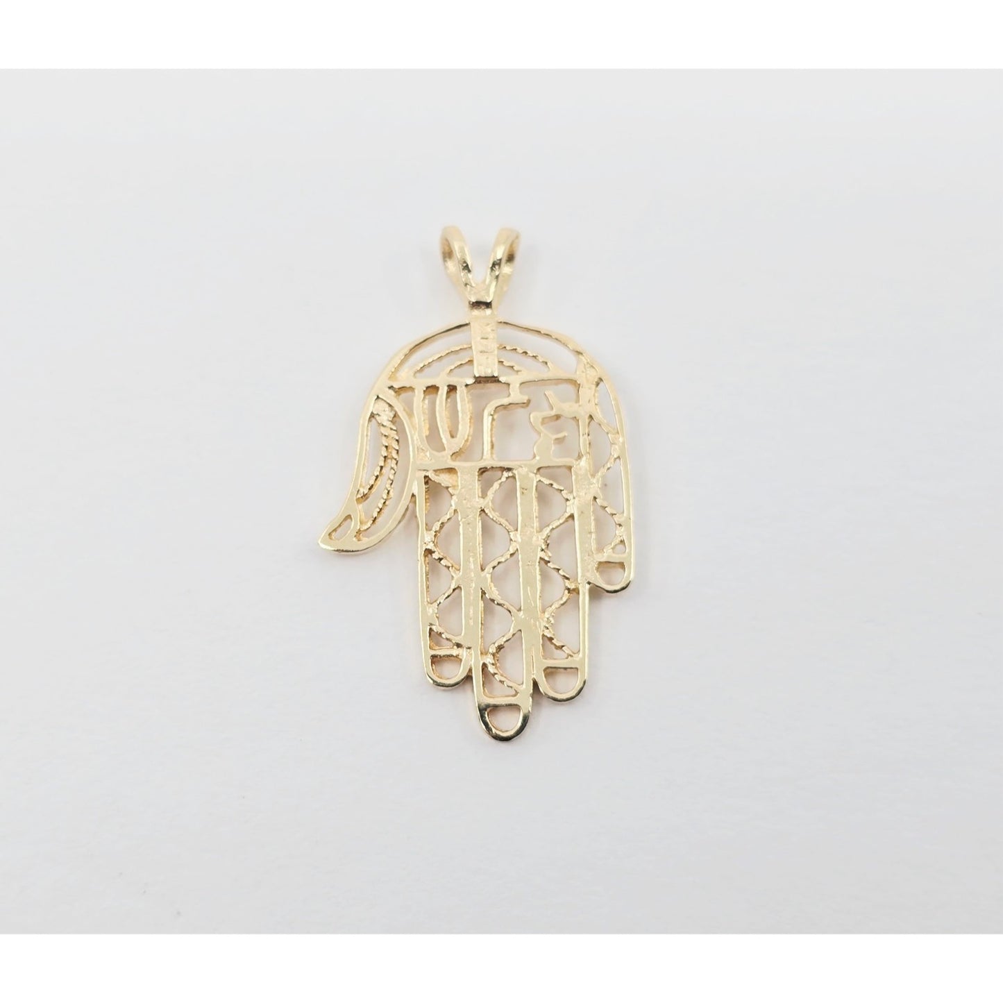 14K Yellow Gold Hamsa Hand Charm Pendant