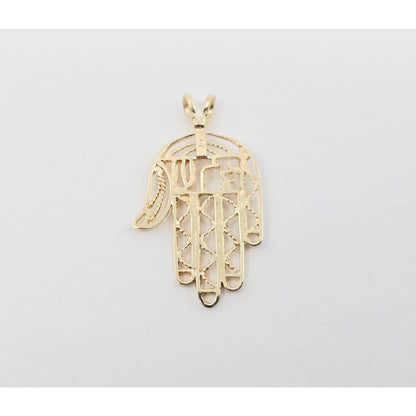 14K Yellow Gold Hamsa Hand Charm Pendant
