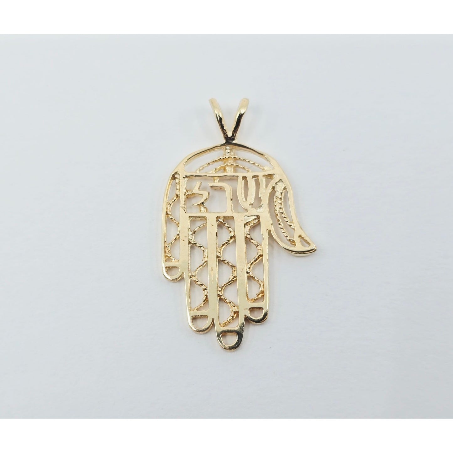 14K Yellow Gold Hamsa Hand Charm Pendant