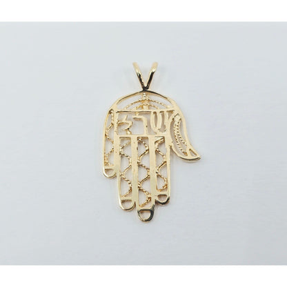 14K Yellow Gold Hamsa Hand Charm Pendant
