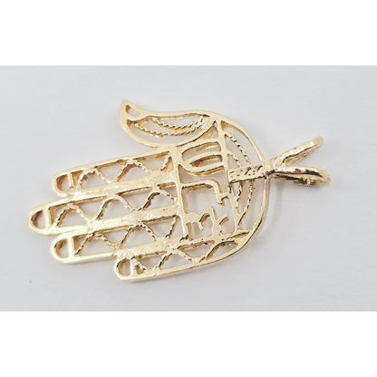 14K Yellow Gold Hamsa Hand Charm Pendant