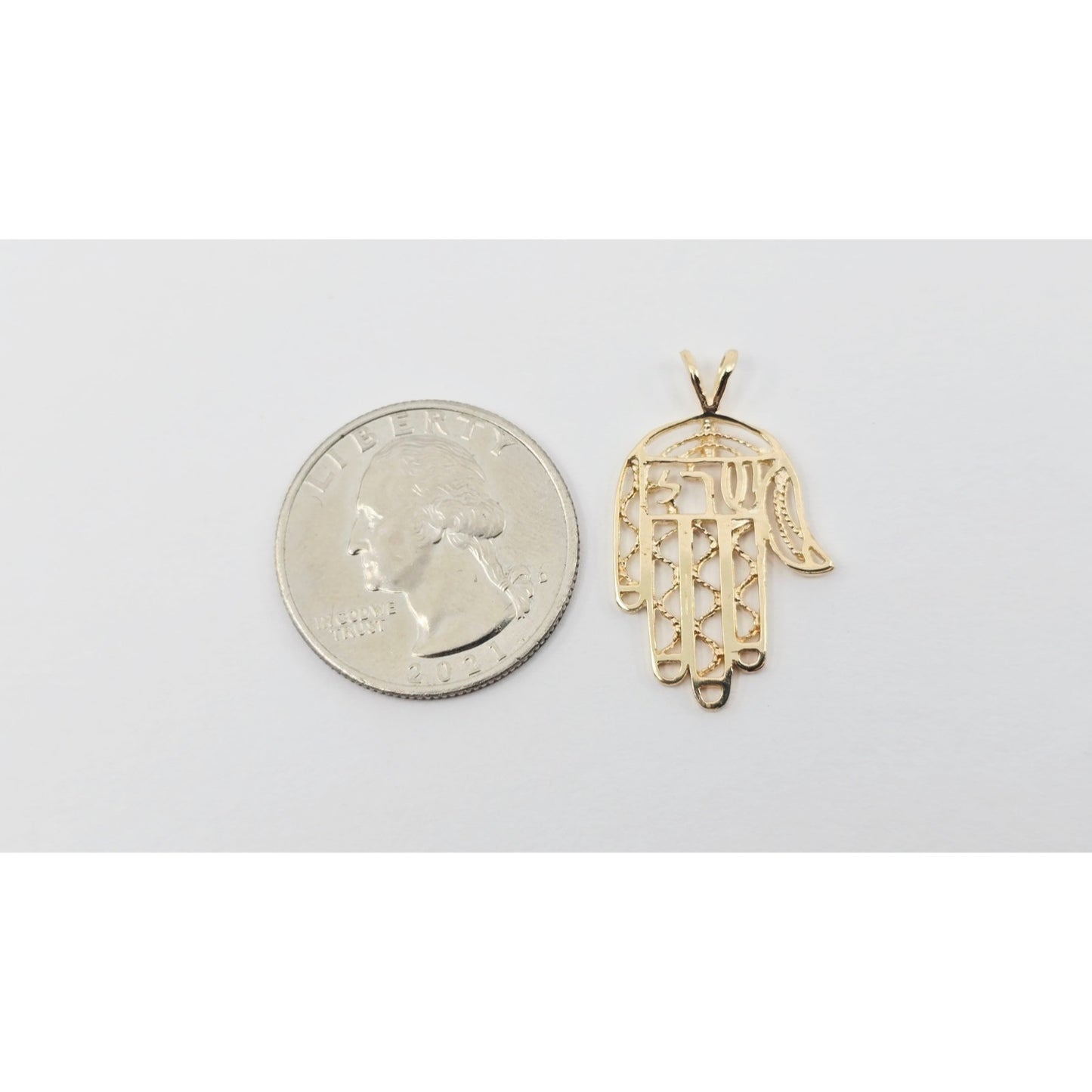 14K Yellow Gold Hamsa Hand Charm Pendant