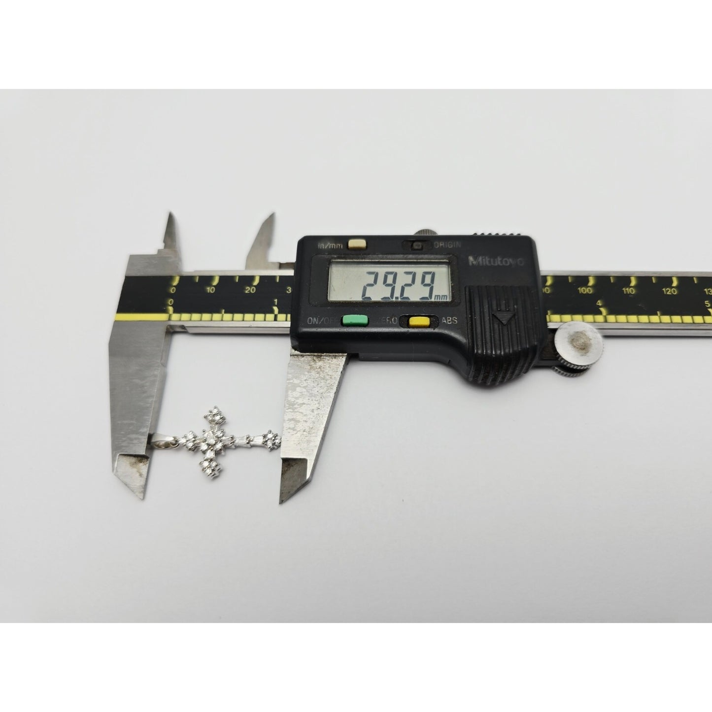 Small 14K White Gold White Diamond Cross Pendant Charm