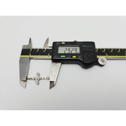 Small 14K White Gold White Diamond Cross Pendant Charm