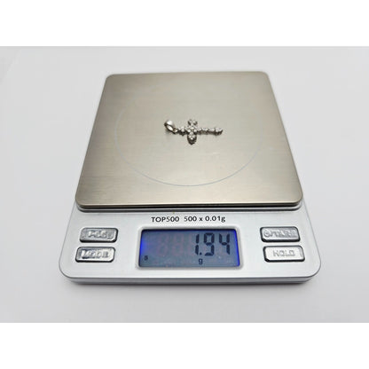 Small 14K White Gold White Diamond Cross Pendant Charm