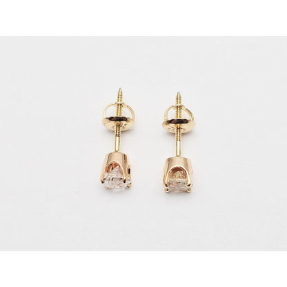 14K Yellow Gold Round Diamond Stud Earrings