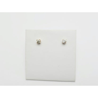 14K Yellow Gold Round Diamond Stud Earrings