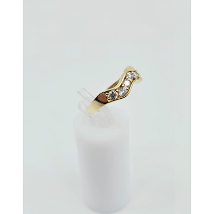 14K Yellow Gold Wavy CZ Band Ring
