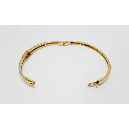 14K Yellow Gold Spiral Baguette Diamond Bangle Bracelet