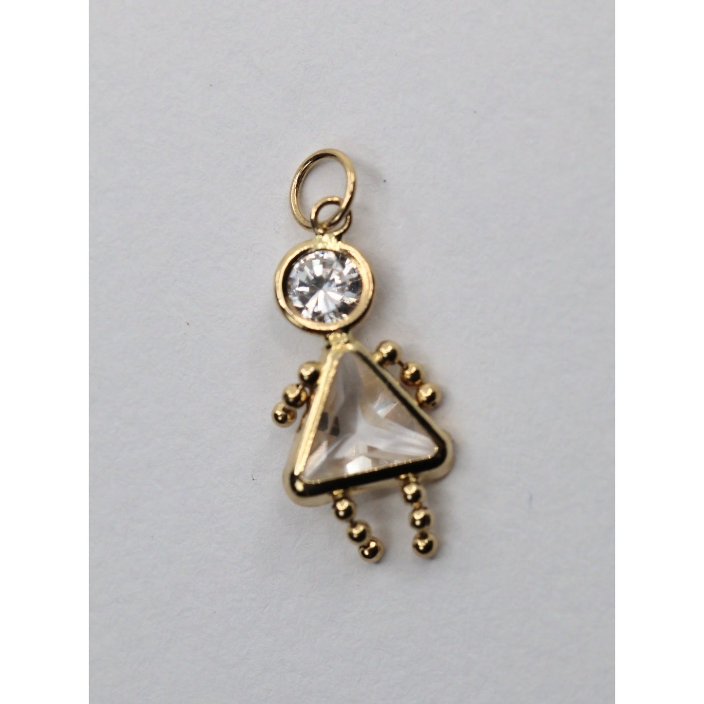 14K Yellow Gold Little Baby Girl CZ Charm Pendant