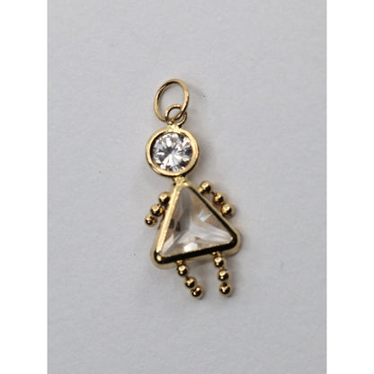 14K Yellow Gold Little Baby Girl CZ Charm Pendant