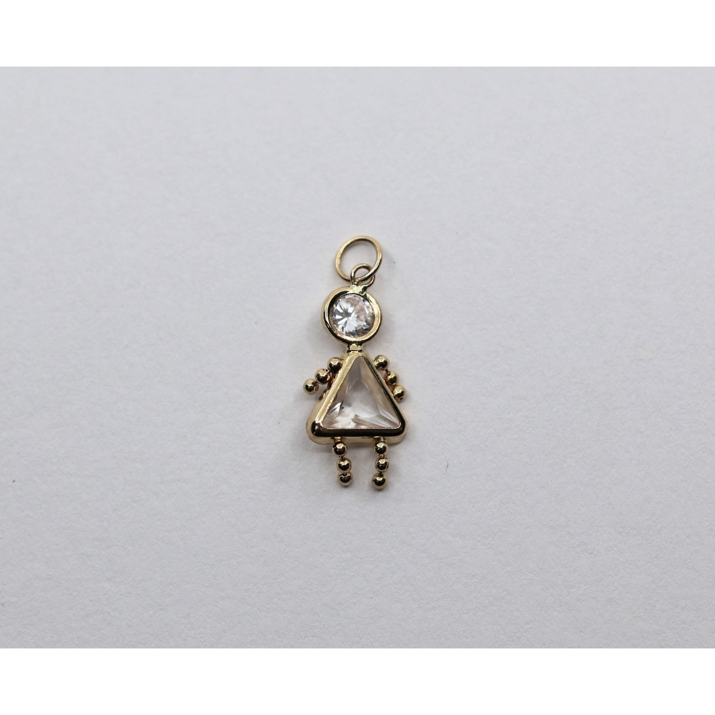 14K Yellow Gold Little Baby Girl CZ Charm Pendant