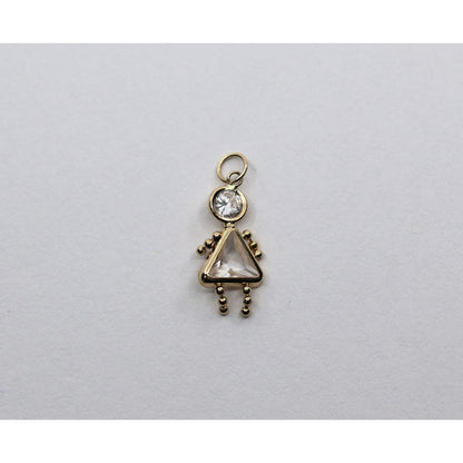 14K Yellow Gold Little Baby Girl CZ Charm Pendant