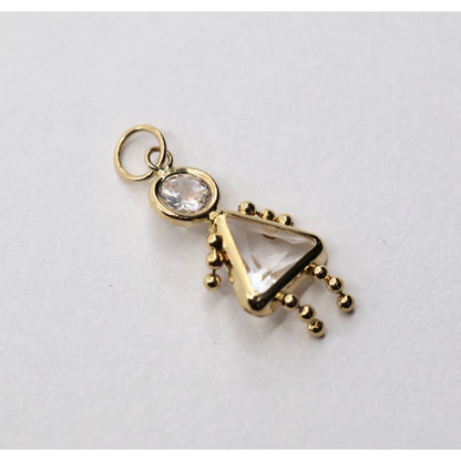 14K Yellow Gold Little Baby Girl CZ Charm Pendant