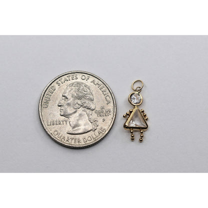 14K Yellow Gold Little Baby Girl CZ Charm Pendant