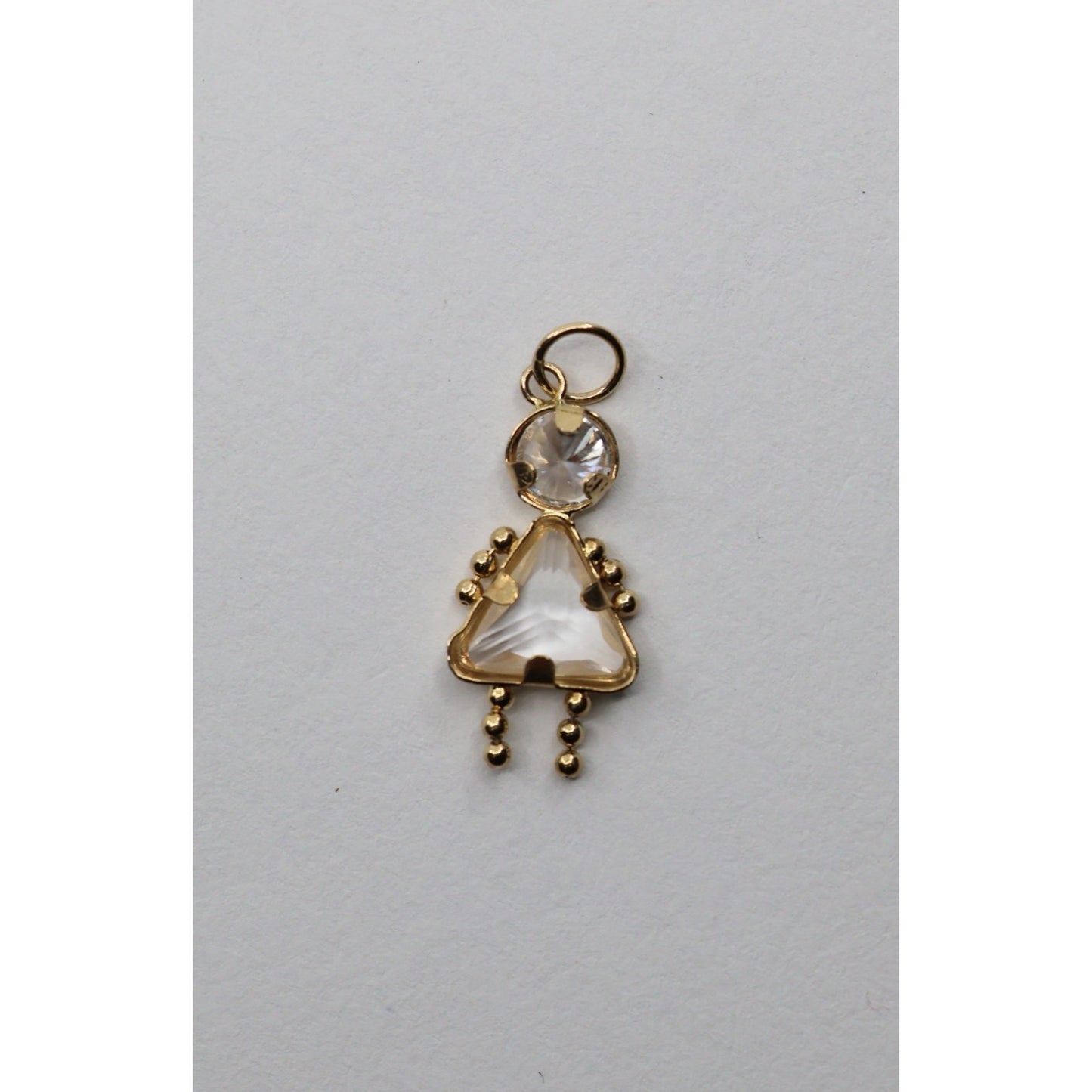 14K Yellow Gold Little Baby Girl CZ Charm Pendant