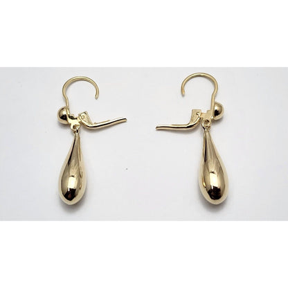 14K Yellow Gold Drop Dangle Lever Back Earrings