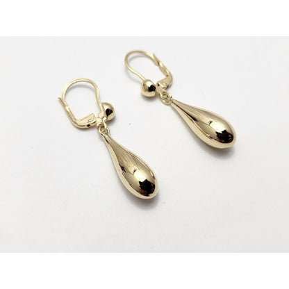 14K Yellow Gold Drop Dangle Lever Back Earrings