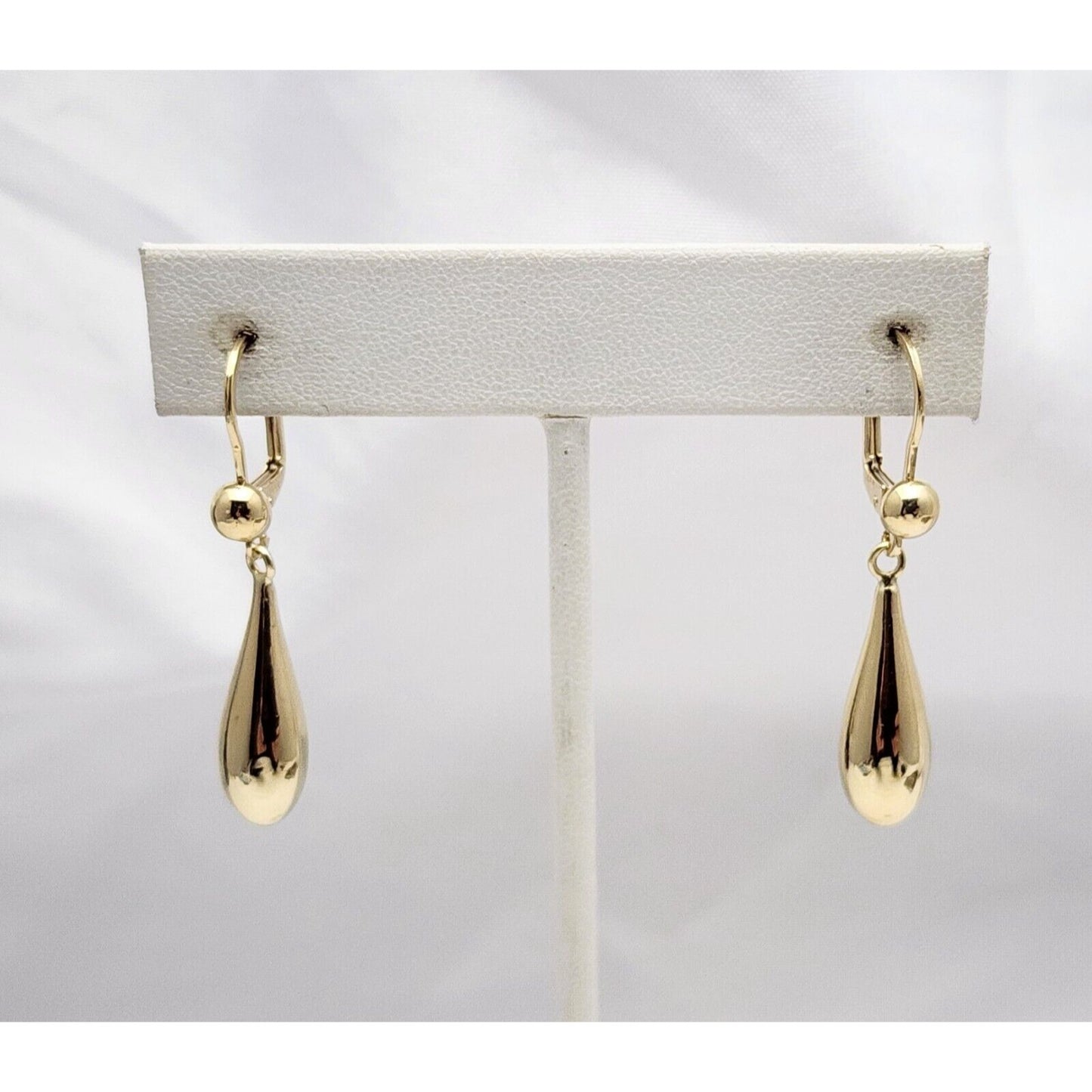 14K Yellow Gold Drop Dangle Lever Back Earrings