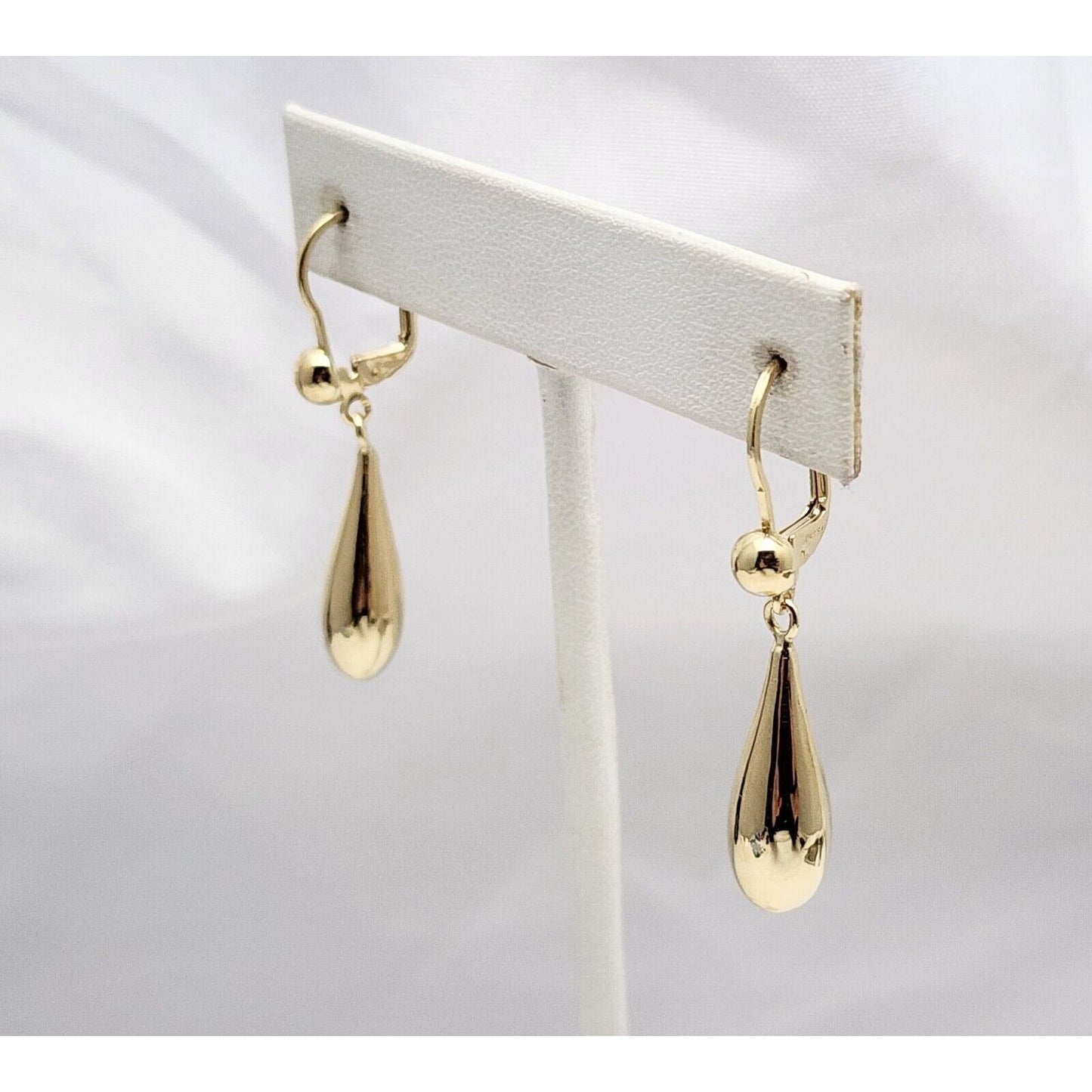 14K Yellow Gold Drop Dangle Lever Back Earrings