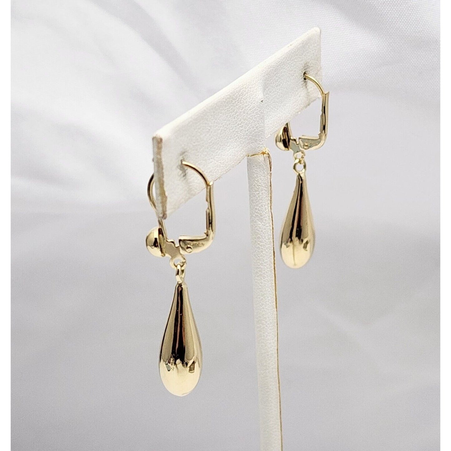 14K Yellow Gold Drop Dangle Lever Back Earrings