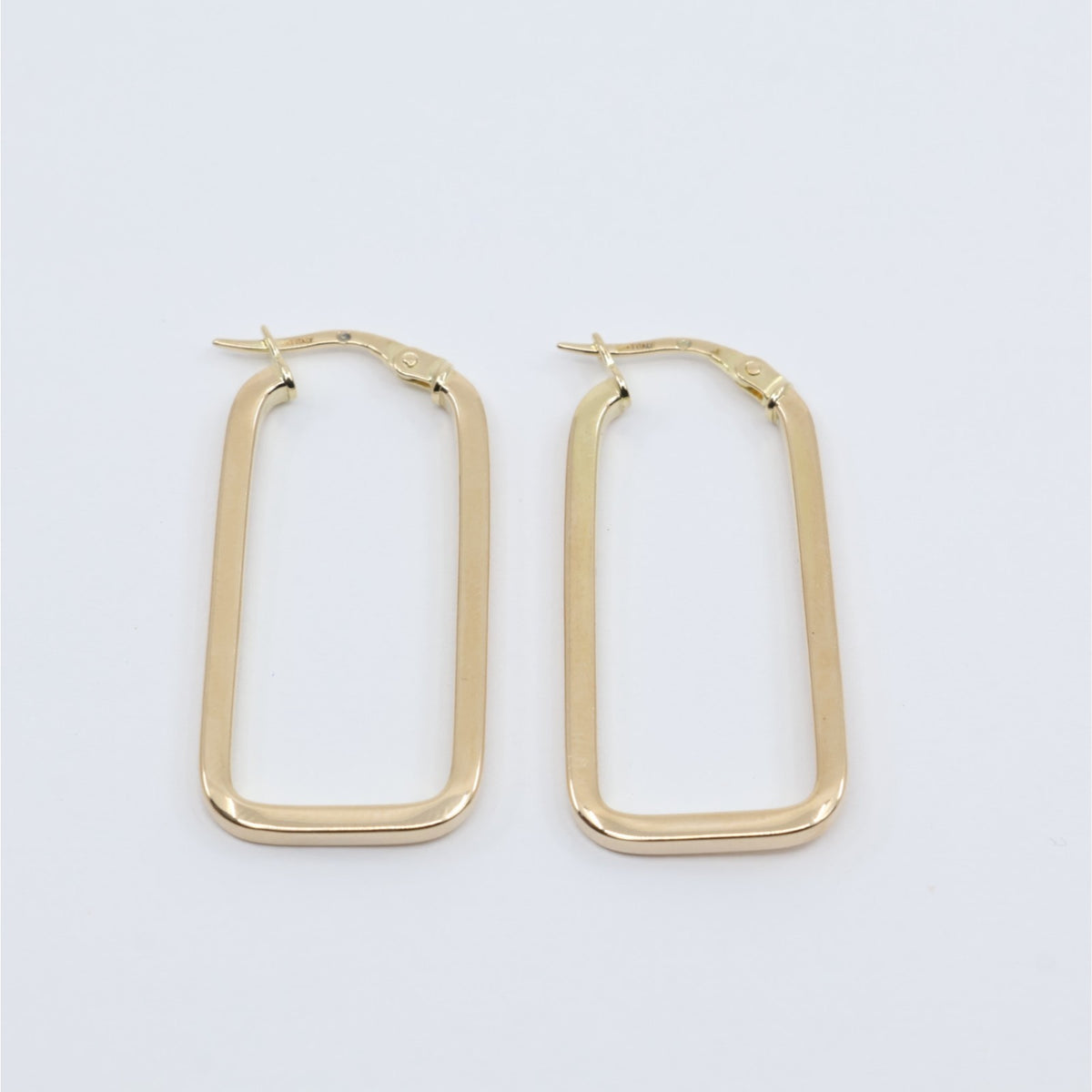 14K Yellow Gold Square Tube Hoop Hinged Earrings