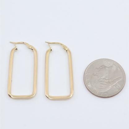 14K Yellow Gold Square Tube Hoop Hinged Earrings