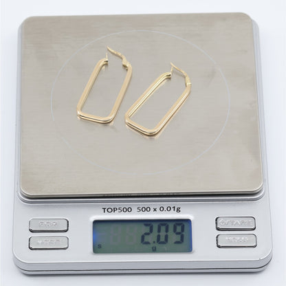14K Yellow Gold Square Tube Hoop Hinged Earrings