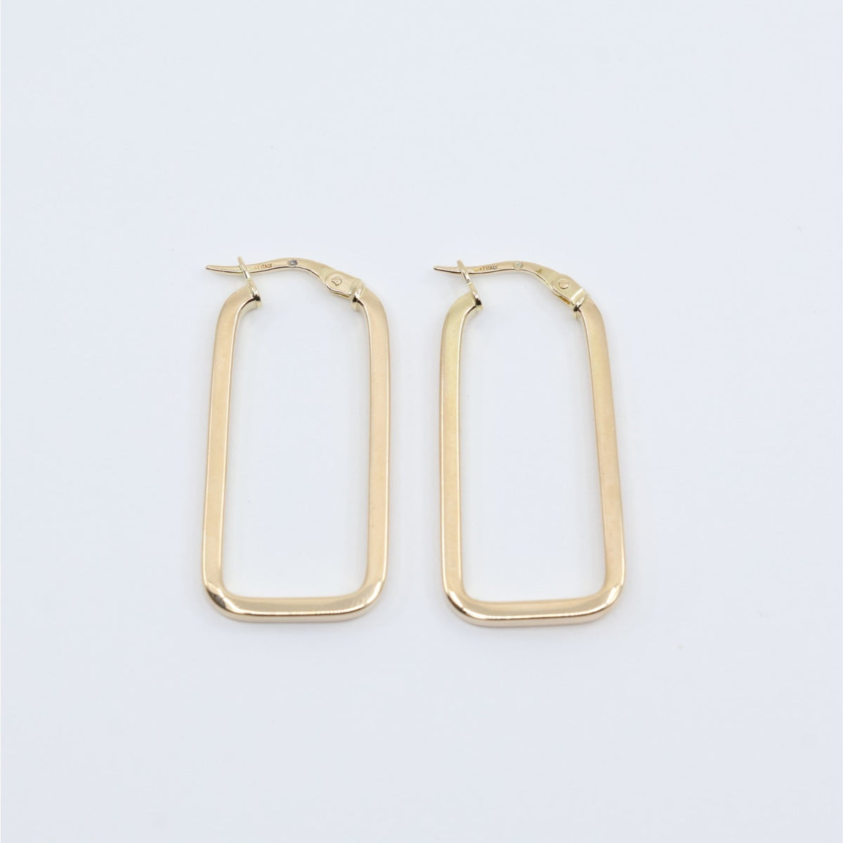 14K Yellow Gold Square Tube Hoop Hinged Earrings
