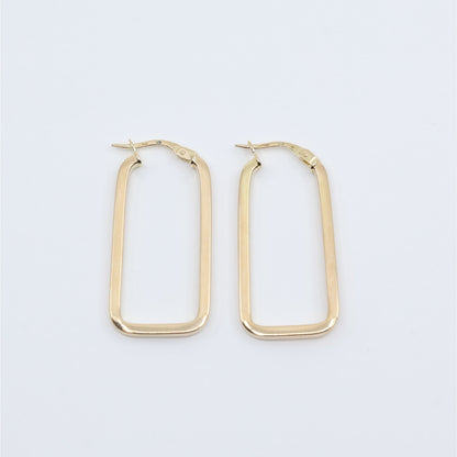 14K Yellow Gold Square Tube Hoop Hinged Earrings