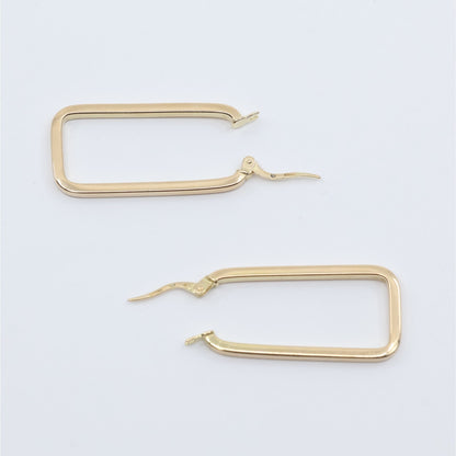 14K Yellow Gold Square Tube Hoop Hinged Earrings